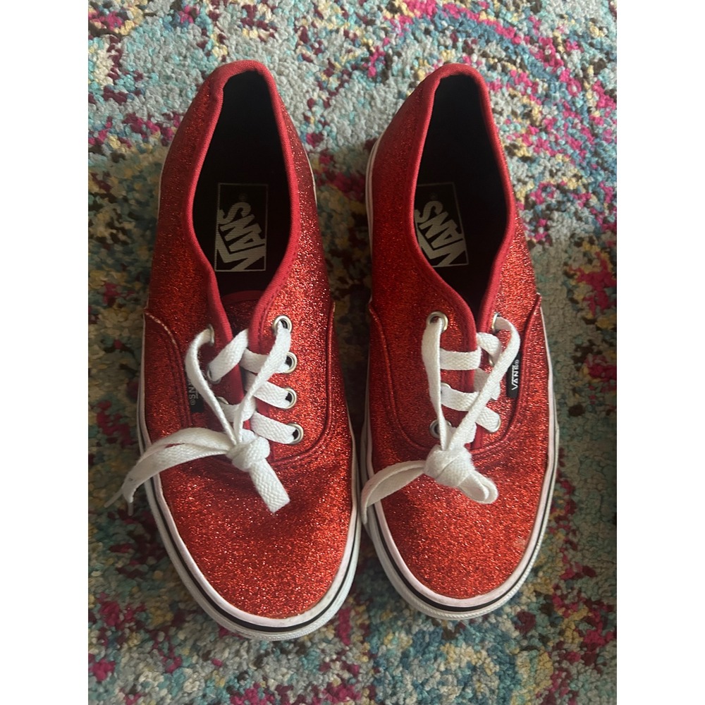 Vans Red Glitter Low-Top Sneakers